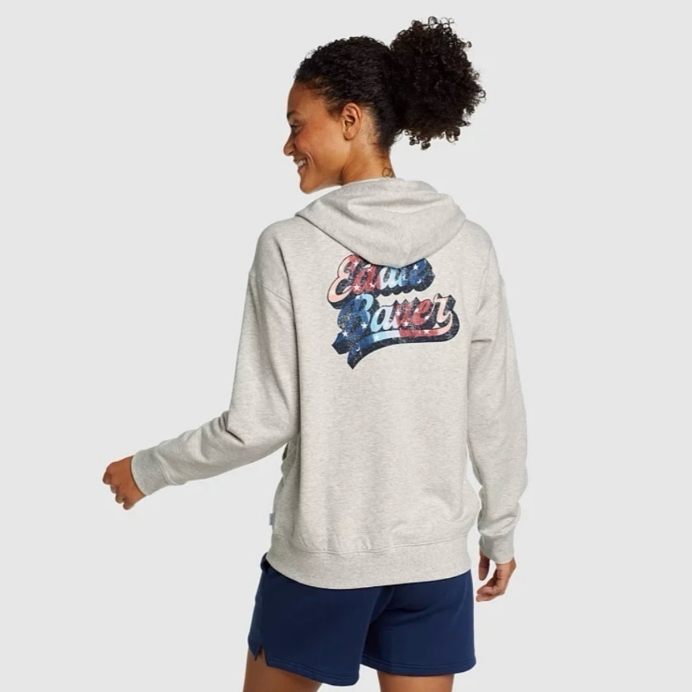 Eddie Bauer EB Retro Logo Graphic Full-Zip Hoodie Sweatshirt Gray Size XL - Picture 12 of 12